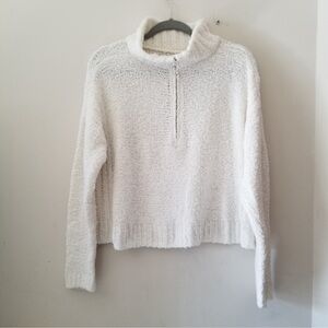 3X$25 Lucky Brand Women’s Half Zip Knit Sweater Ivory Size Large Super Soft